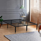 PrimaSleep Full-Size 18-Inch Heavy-Duty Steel Slat Bed Frame in Black with Anti-Slip Support, No-Noise Construction, Easy Assembly, and No Box Spring Required