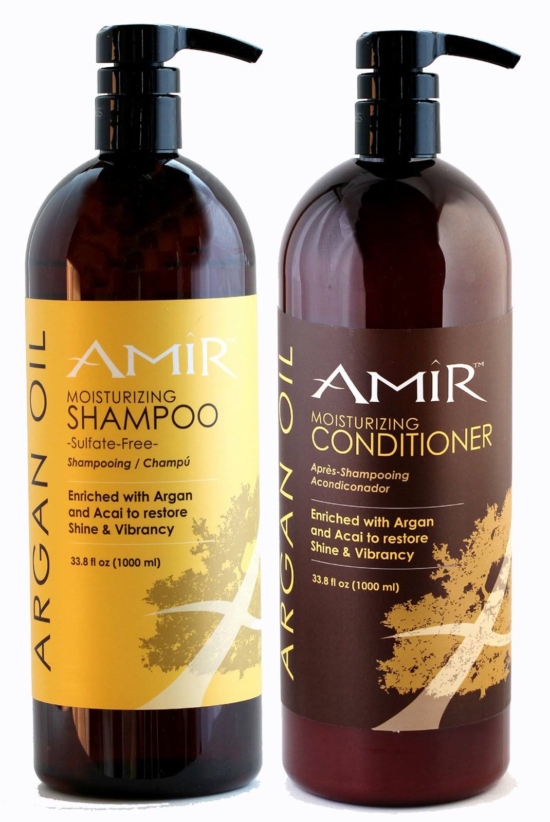 Amir Argan Oil Hair Care Set with Sulfate-Free 33.8-Ounce Shampoo and 33.8-Ounce Conditioner