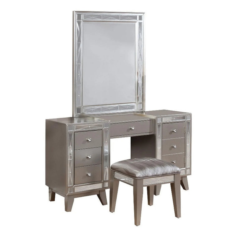 Pemberly Row 3-Piece Contemporary Wood Vanity Set with Metal Finish