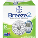 Bayer Breeze 2 Test Strips for Blood Glucose Monitoring, 50 Strips