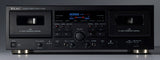 Teac W-1200-B Double Cassette Deck with Dual Tape Compartments, Black