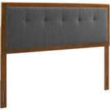 Modway Draper Tufted Queen Headboard with Fabric Upholstery and Wood Frame, Walnut Charcoal