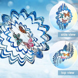 12in 3D Hummingbird Metal Wind Spinner with Hanging Bird Design for Indoor and Outdoor Garden Decor