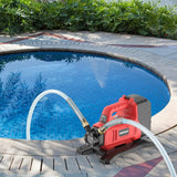 POPULO Portable Hybrid Water Transfer Pump with Suction Filter, 325GPH and 45ft Reach, 120VAC or 20VDC 4Ah Operation, 3/4 Garden Hose Thread