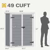 DWVO 5 x 3ft Gray Resin Outdoor Storage Shed with Floor, Window, Waterproof Construction, and Lockable Door for Garden, Yard, or Patio