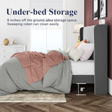 Allewie Queen Velvet Platform Bed with Vertical Channel-Tufted Wingback Headboard, Strong Wooden Slats, No Box Spring Required, Easy Assembly, Black