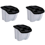 Suncast Gray Recycle Storage Bins, 18-Gallon Indoor or Outdoor Stackable Design, 3-Pack