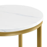 Yaheetech 16in Round Faux Marble End Table with X-Based Design & Sturdy Metal Legs, Modern Accent Sofa Table for Living Room, Black