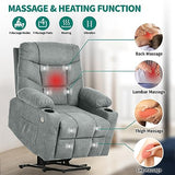 YITAHOME Dark Grey Power Lift Recliner with Massage, Heat, USB Ports, Cup Holders, Remote Control, and a Spacious Fabric Seat