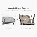 PURPLE LEAF Deluxe 3-Seat Patio Porch Swing with Weather-Resistant Steel Frame, Adjustable Tilt Canopy and Beige Finish