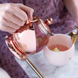 Pinky Up 24 Oz Rose Gold Wrapped Glass Teapot with Loose-Leaf Tea Infuser Strainer