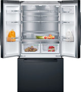 Bosch 800 Series Smart French Door Refrigerator, 21 Cu. Ft. Counter-Depth Design in Black Stainless Steel