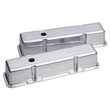Summit Racing Die-Cast Aluminum Valve Covers for SBC 350, 400 and 305 Engines, Polished Tall Small Block Chevy Design