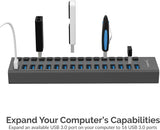 Sabrent HB-PU16 16-Port USB 3.0 Data Hub and Charger with Individual Switches, 90 Watts