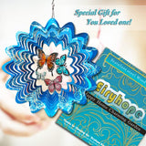 12in 3D Hummingbird Metal Wind Spinner with Hanging Bird Design for Indoor and Outdoor Garden Decor