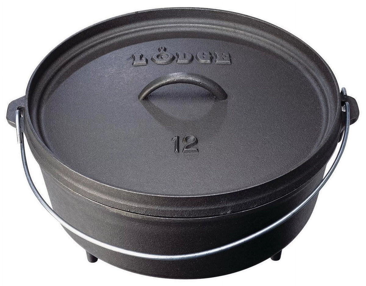 Lodge Seasoned Cast Iron Camp Dutch Oven, 12-Inch, 6-Quart Capacity