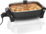 Hamilton Beach Durathon Ceramic Electric Skillet with Removable 12×15 Pan, Adjustable Temperature, Reversible Design, and Tempered Glass Lid, 38529K