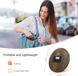 HOTT CD611 Portable CD Player with Stereo Headphones and Anti-Shock Protection for Home, Travel and Car, Wood Grain Finish