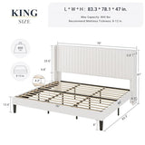 Allewie Queen Velvet Platform Bed with Vertical Channel-Tufted Wingback Headboard, Strong Wooden Slats, No Box Spring Required, Easy Assembly, Black
