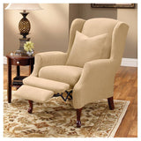 Sure Fit Stretch Pique Slipcover for Wing Chair Recliners, Cream