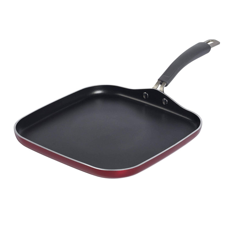 Epicurious 12-Inch Square Griddle in Red