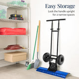 36in Galvanized Heavy-Duty Snow Pusher with 2 Wheels, Adjustable Handle & Blade Angle for Snow Removal, Black