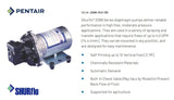 Shurflo 2088-343-135 Automatic-Demand Diaphragm Pump, 12VDC, 45 PSI, 3.0 GPM, Viton Valves, Santoprene Diaphragm, Self-Priming, 10 Amps Maximum, 1/2-14 NPSM Port