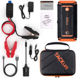 Tacklife T8 Pro Car Jump Starter with 1200A Peak Power, 18000mAh Battery, LCD Screen and Water-Resistant Housing, Orange