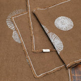 Cheyenne Burlap Linen Table Runner with Hand-Printed White Dandelion Design, 100% Linen, Fringed Edge, Prewashed, Pre-Shrunk, and Machine Washable, Chocolate Brown, 14 x 36
