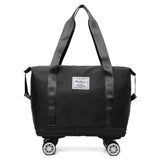 Expandable Rolling Duffle Bag with Foldable Design, Detachable Casters and Telescoping Handle, Wheeled Carry-On Weekender for Women and Men, Purple
