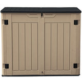 DWVO 5 x 3ft Gray Resin Outdoor Storage Shed with Floor, Window, Waterproof Construction, and Lockable Door for Garden, Yard, or Patio
