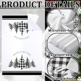 Geyoga 6-Piece Christmas Kitchen Towel Set with Buffalo Plaid and Tree Designs, Soft Absorbent Dish, Tea and Hand Towels for Holiday Gifts, 16 x 24 Inches, Gray and White