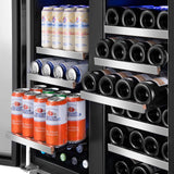 Tittla 30-Inch Dual-Zone Wine and Beverage Refrigerator for 33 Bottles and 80 Cans, Under-Counter or Freestanding Wine Cooler