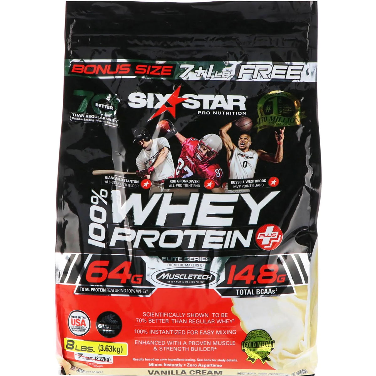 Six Star Pro 100% Whey Protein Plus, Vanilla Cream, 8 lbs.