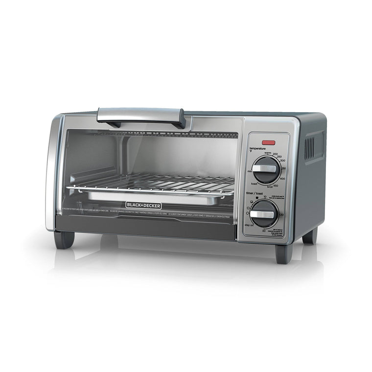 BLACK+DECKER 4-Slice Stainless Steel Toaster Oven, Silver