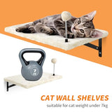 7-Piece Wall-Mounted Cat Furniture Set with Climbing Shelves, Perches, Bridge, Hammock, Scratching Board and Ball, Indoor Wood Activity Center, Beige