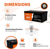 Pack of 2 Ampere Time 12V 400Ah LiFePO4 Deep Cycle Batteries with Built-in 250A BMS and 5.12kWh Runtime