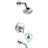 Kohler Purist Rite-Temp Bath and Shower Faucet Trim, Pressure-Balancing, Polished Chrome, K-T14420-4E-CP; Valve Not Included