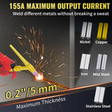 SKYSHALO 155Amp 3-in-1 TIG Welder with 110V High-Frequency TIG, Stick and Clean Modes, IGBT Inverter and Digital Arc Control