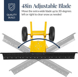 36in Galvanized Heavy-Duty Snow Pusher with 2 Wheels, Adjustable Handle & Blade Angle for Snow Removal, Black