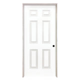 Steves & Sons 6-Panel Textured Interior Door, 28 in. x 80 in., White Primed Composite Hollow Core, Single Prehung