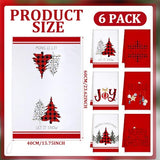 Geyoga 6-Piece Christmas Kitchen Towel Set with Buffalo Plaid and Tree Designs, Soft Absorbent Dish, Tea and Hand Towels for Holiday Gifts, 16 x 24 Inches, Gray and White