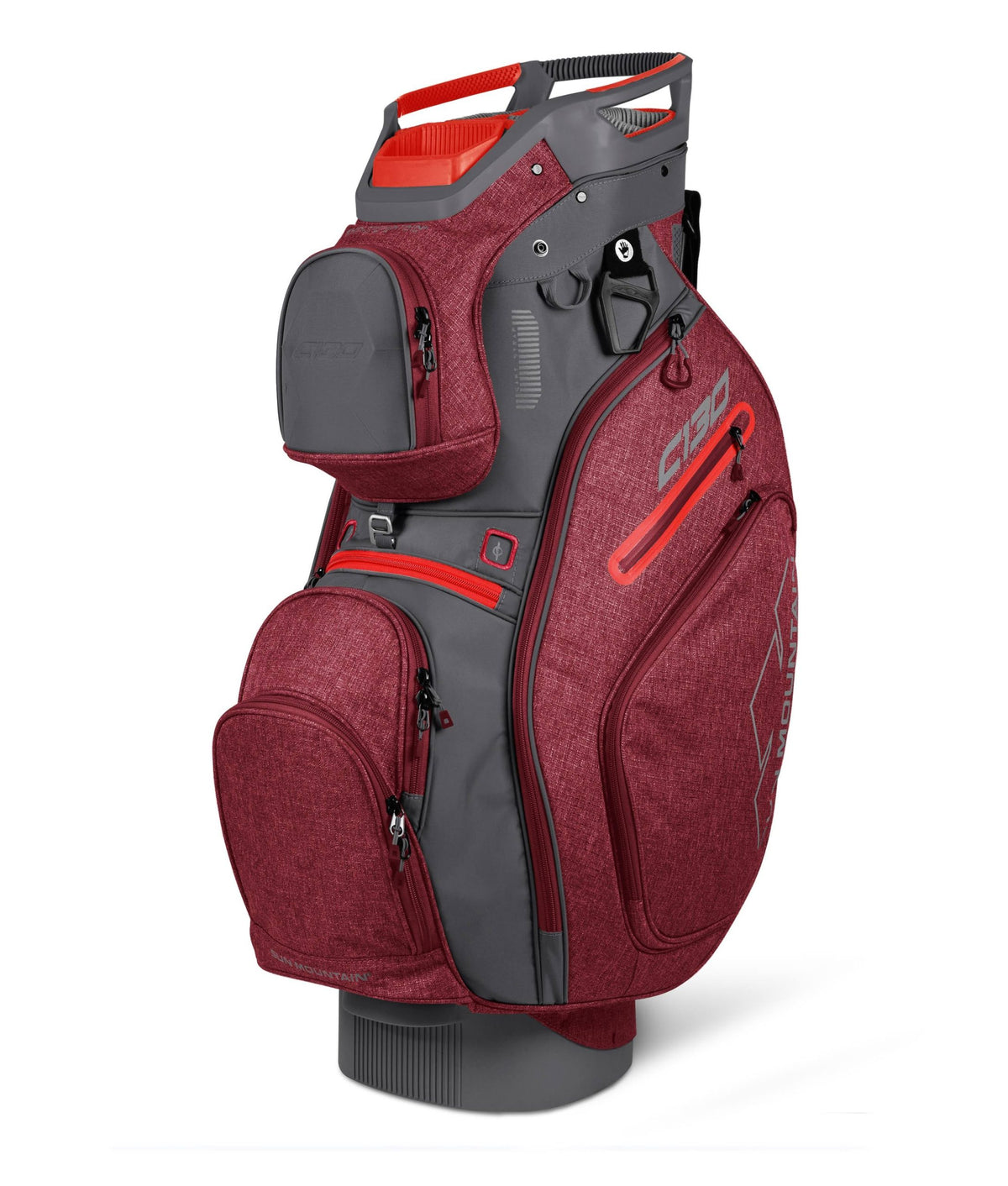 Sun Mountain 2019 C-130 Golf Cart Bag with 5-Way Top, Red/Grey