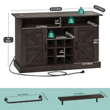 YITAHOME 47-Inch Farmhouse Buffet Cabinet with Power Outlet and Floating Shelves, Multi-Functional Kitchen and Living Room Storage Sideboard, Rustic Brown