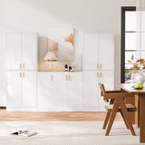 Cozy Castle 71′′ Tall Pantry Cabinet with Four Doors and Adjustable Shelves, Freestanding Wood Storage Cupboard for Kitchen, Dining Room, Living Room or Bathroom, Gray