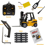 Top Race TR-216 Remote Control Forklift, 13 Inch Tall 1:10 Scale Construction Toy with 8-Channel Full Function Control, Heavy Metal Design