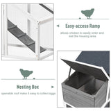 PawHut White Wooden Chicken Coop with Nesting Box and Run, 69×22 Inches