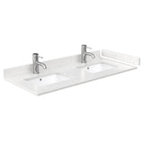 48×22 Double Countertop with Light-Vein Carrara Cultured Marble, Undermount Square Sinks, Backsplash and Sidesplash