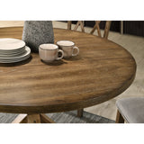 Roundhill Furniture Windvale 5-Piece Dining Set with Cross-Buck Wood Chairs and Table, Tan