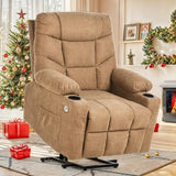 YITAHOME Dark Grey Power Lift Recliner with Massage, Heat, USB Ports, Cup Holders, Remote Control, and a Spacious Fabric Seat